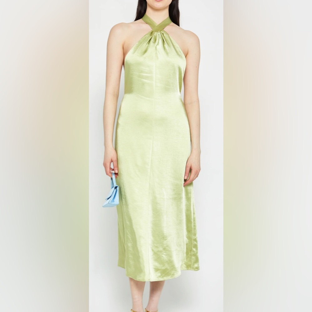 NWT o.p.t. Emilia Halter Midi Dress in Lime Green - Size 6